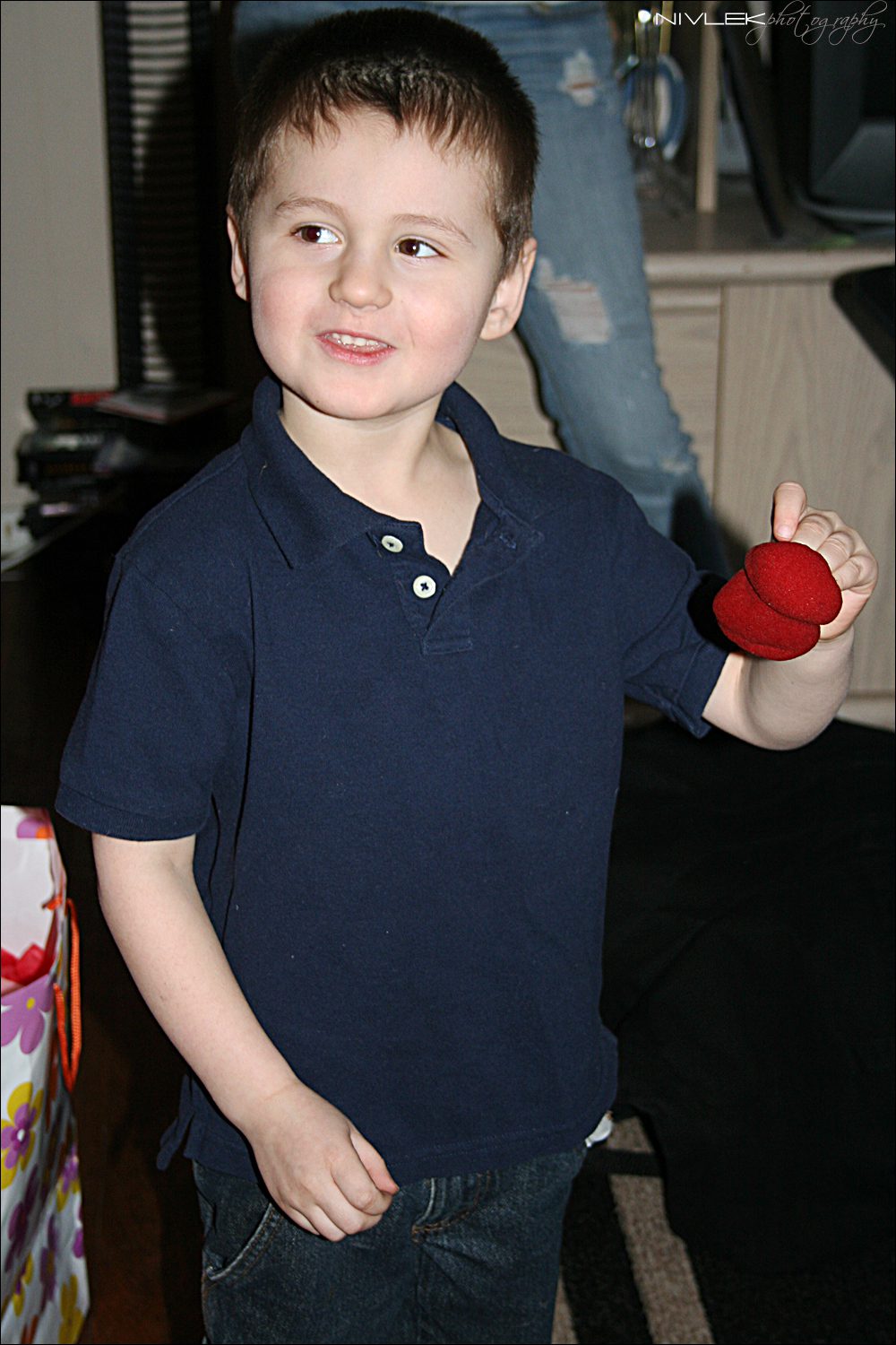 A young guest doubled over laughing